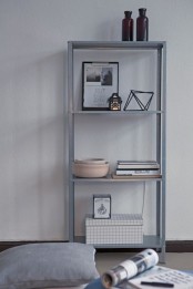 an IKEA Hyllis shelf is ideal to place it anywhere you want and store everything you need