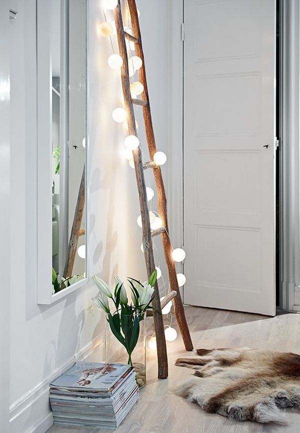 a cozy entryway decor with a ladder