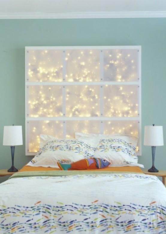 Fairy lights headboard discount