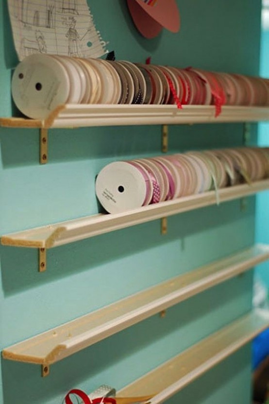 ledges with colorful tape will help you organize everything easily without takign much space