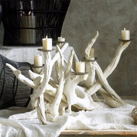 a refined whitewashed driftwood candelabra is a chic beachy decoration