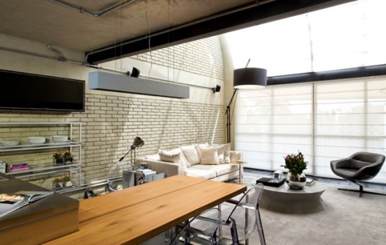 Idustrial Loft Design With Brick Walls