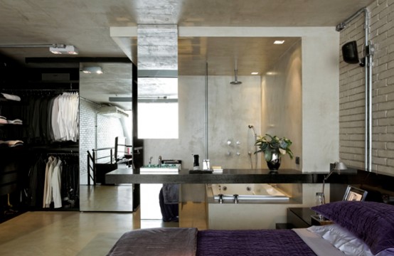 Idustrial Loft Design With Brick Walls