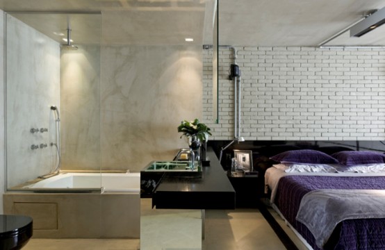Idustrial Loft Design With Brick Walls