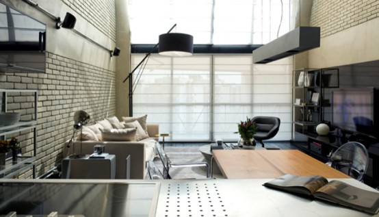 Idustrial Loft Design With Brick Walls
