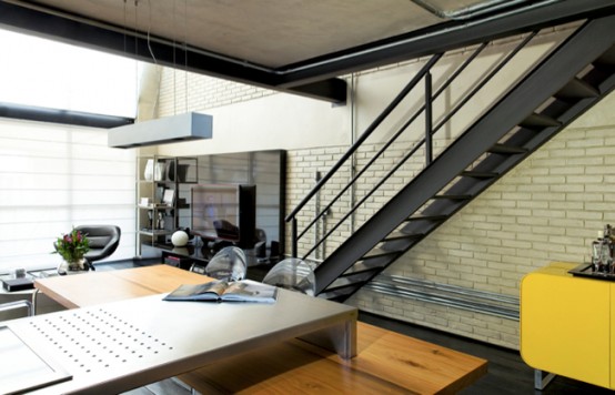 Idustrial Loft Design With Brick Walls
