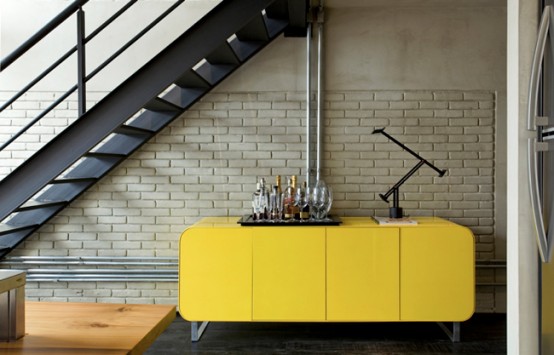 Idustrial Loft Design With Brick Walls