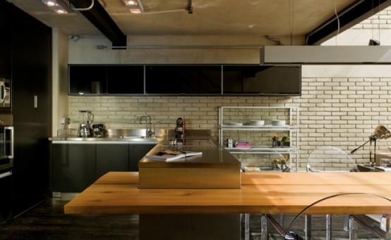 Idustrial Loft Design With Brick Walls