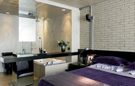 Idustrial Loft Design With Brick Walls