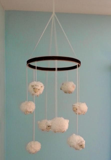 a fun and cool sheep mobile will be a nice idea for any nursery and your kid will be able to count sheep easily
