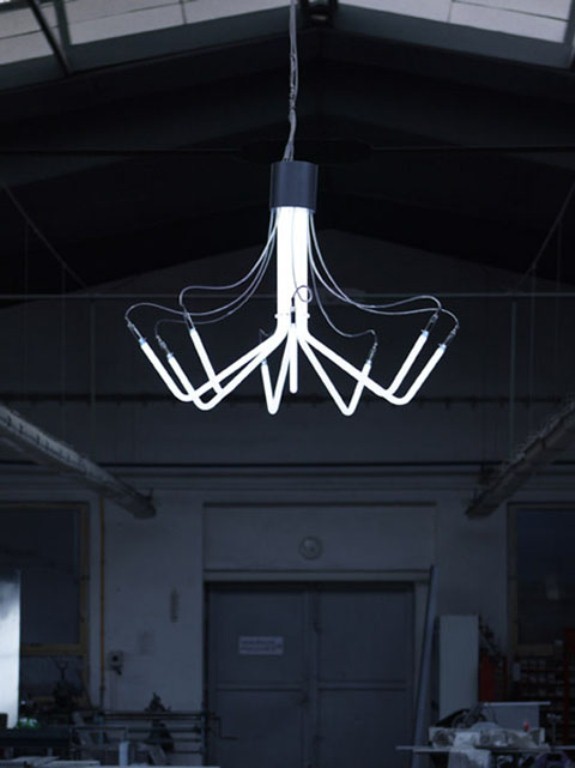 Industrial And Minimalist Neon Chandeliers
