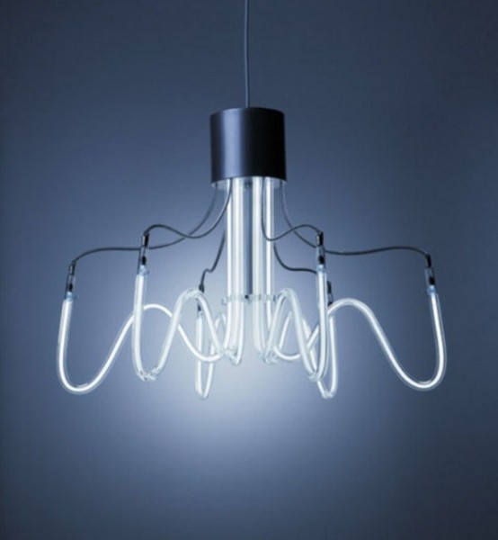 Industrial And Minimalist Neon Chandeliers