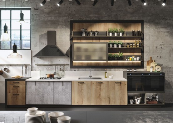 Industrial And Rustic Loft Kitchen By Snaidero