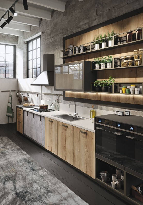 Industrial And Rustic Loft Kitchen By Snaidero