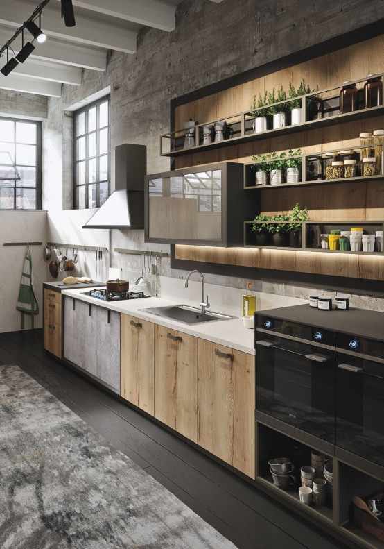 Industrial And Rustic Loft Kitchen By Snaidero