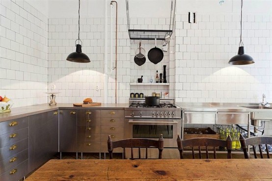 Industrial And Vintage Kitchen Design In Stockholm