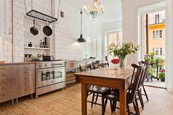 Industrial And Vintage Kitchen Design In Stockholm