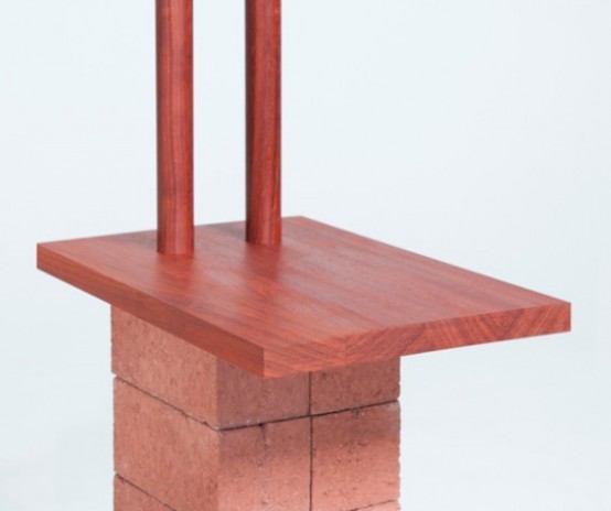 Industrial Building Furnishings Of Bricks And Wood