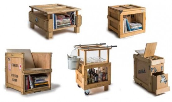 Industrial Furniture Collection Made Of Shipping Crates