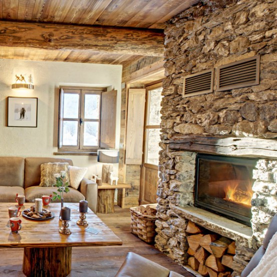 Inviting Italian Chalet Completely From Wood And Stone