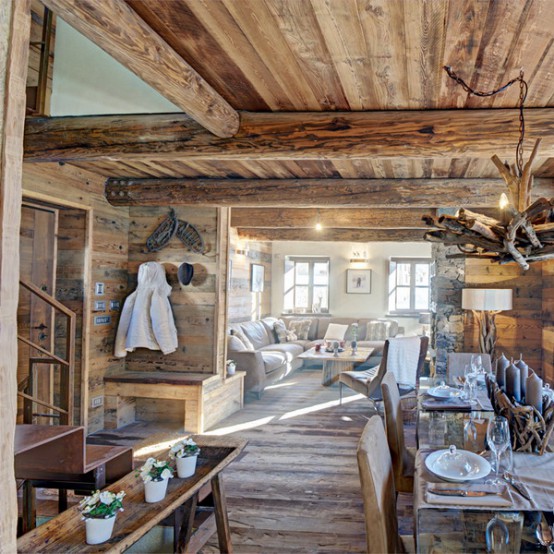 Inviting Italian Chalet Completely From Wood And Stone
