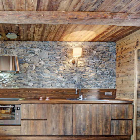 Inviting Italian Chalet Completely From Wood And Stone