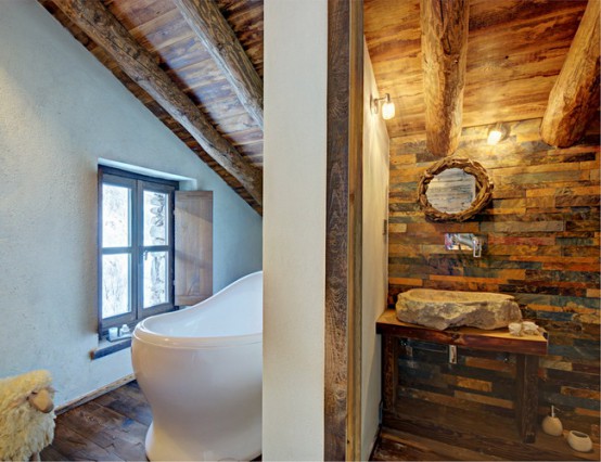 Inviting Italian Chalet Completely From Wood And Stone