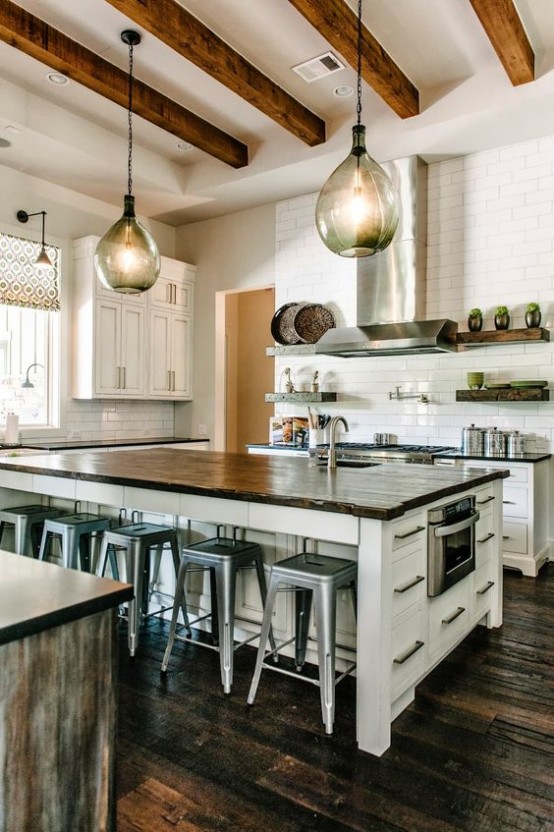 36 Inviting Kitchen Designs With Exposed Wooden Beams - DigsDigs