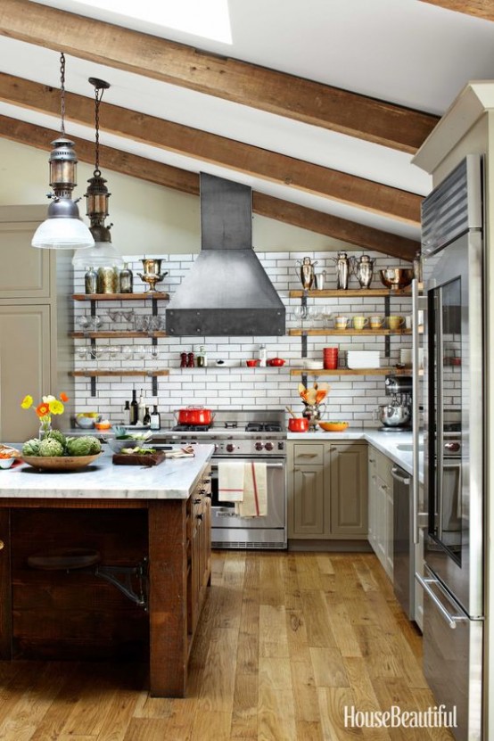 36 Inviting Kitchen Designs With Exposed Wooden Beams ...