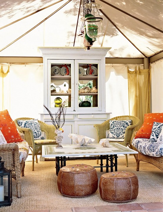 Italian Canvas Tent Veranda Decorated In Different Styles