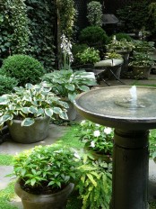 a bowl-like fountain is a beautiful idea for many gardens and backyards, it doesn’t take much space but it lets you enjoy the sound of falling water