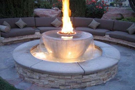 a fantastic fountain with a bowl and a fire bowl on top will let you enjoy both elements at once