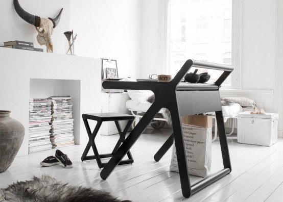 K Shaped Kids’ Desk With A Lid And A Second Surface