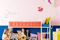kura bed with a colorful tufted upgrade