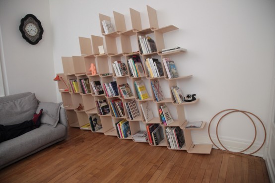 L Shelf System Made From Simple Bent Wood Pieces
