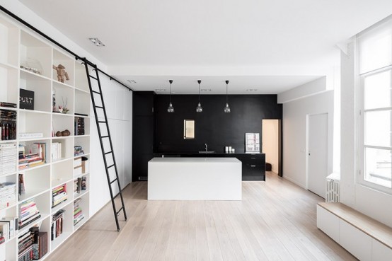 Laconic And Functional Paris Loft With Built-In Storage