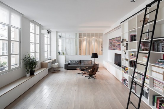 Laconic And Functional Paris Loft With Built In Storage