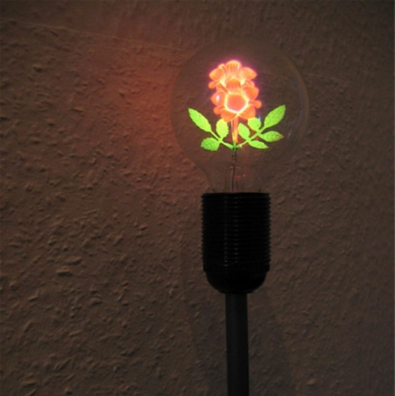 Lamp With A Flower Inside The Bulb