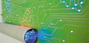 Led Wallpaper With Computer Chips Pattern