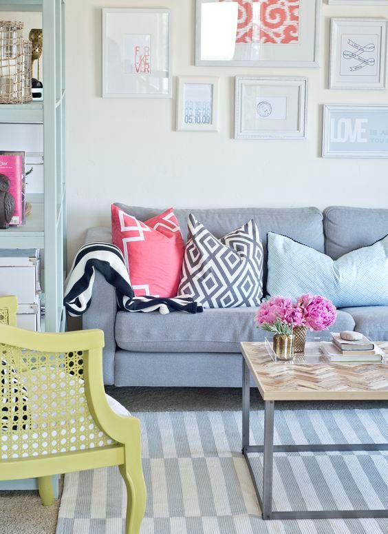 light grey Stockhold rug for a colorful living room