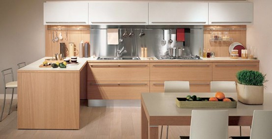 Light oak wooden kitchen sistema zeta