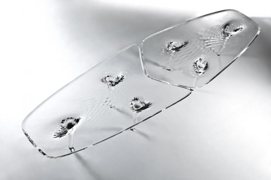 Liquid Glacial Table With A Delicate Pattern