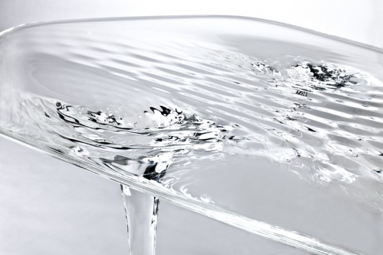 Liquid Glacial Table With A Delicate Pattern