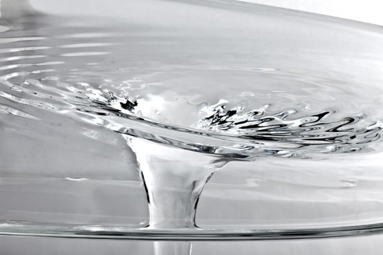 Liquid Glacial Table With A Delicate Pattern