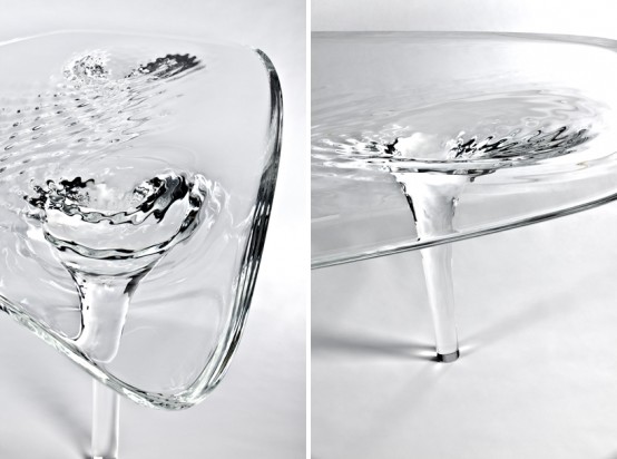 Liquid Glacial Table With A Delicate Pattern