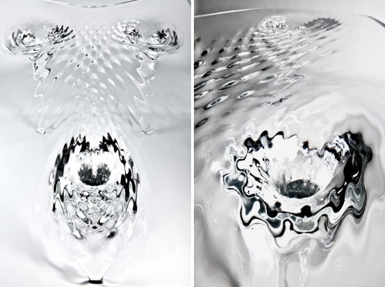 Liquid Glacial Table With A Delicate Pattern