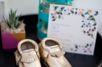 little booties decoration for a modern baby shower