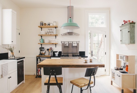 Lively And Stylish Kitchen Design With Mint Green Touches