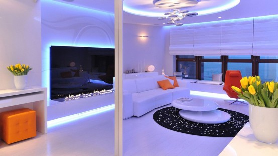 Lively Minimalist Apartment Design With Orange Accents