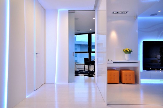 Lively Minimalist Apartment Design With Orange Accents